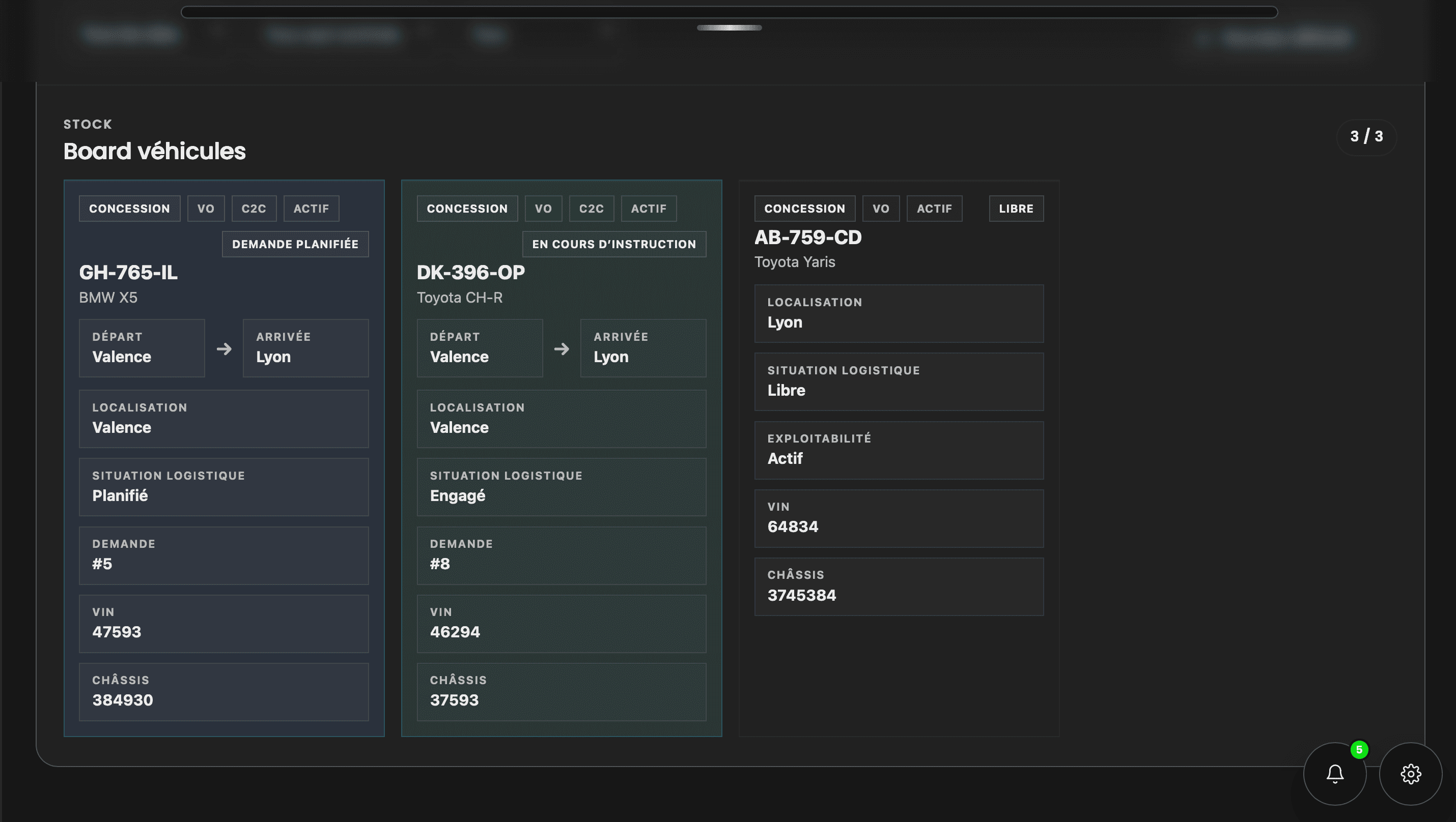 Saturn — flux logistiques